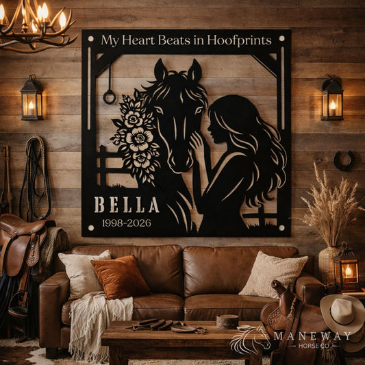 Hoofprints Horse Memorial Metal Wall Sign