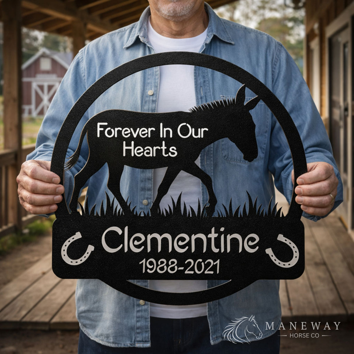 Clementine Donkey Memorial Metal Wall Sign – view 2