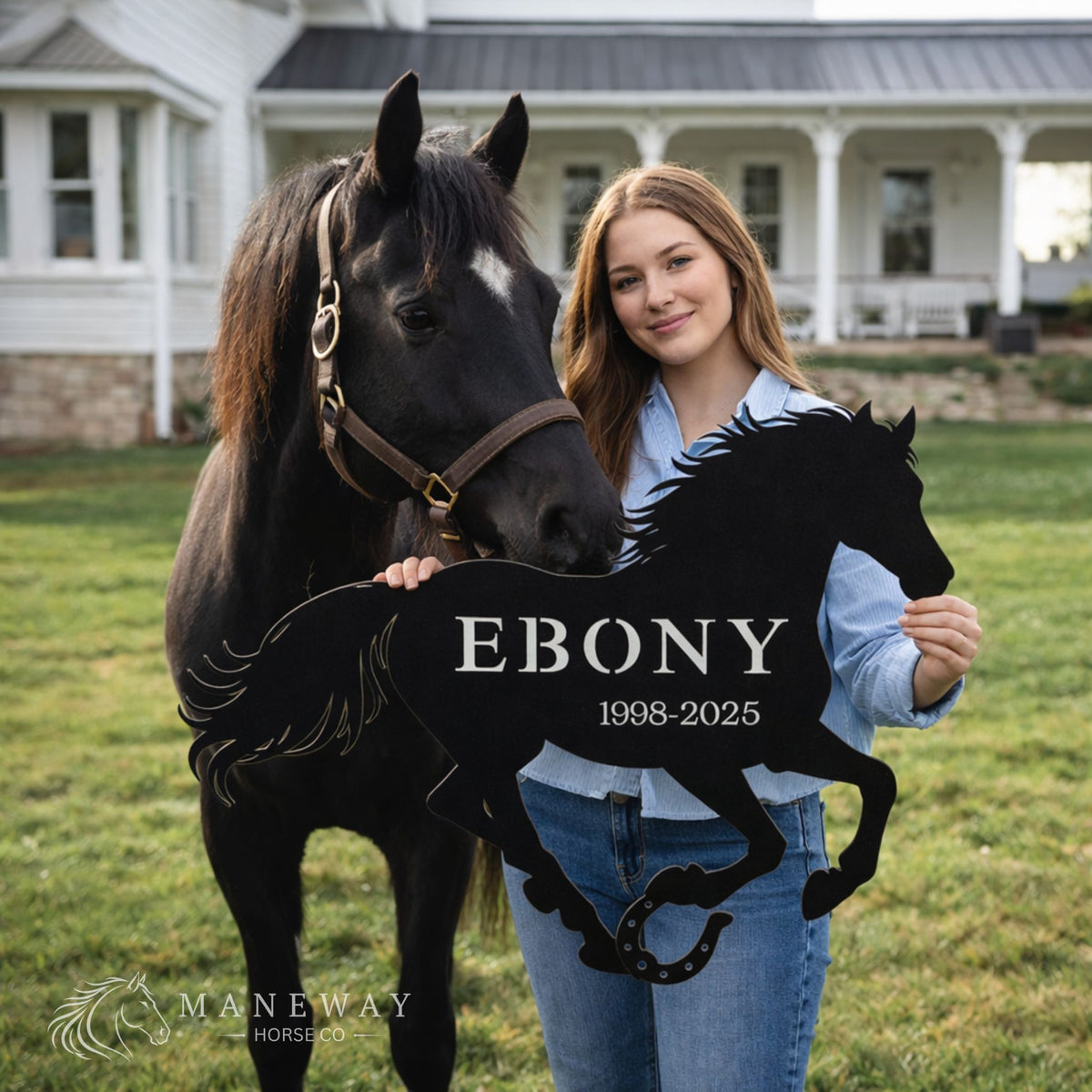 Ebony Horse Memorial Stall Sign – view 2