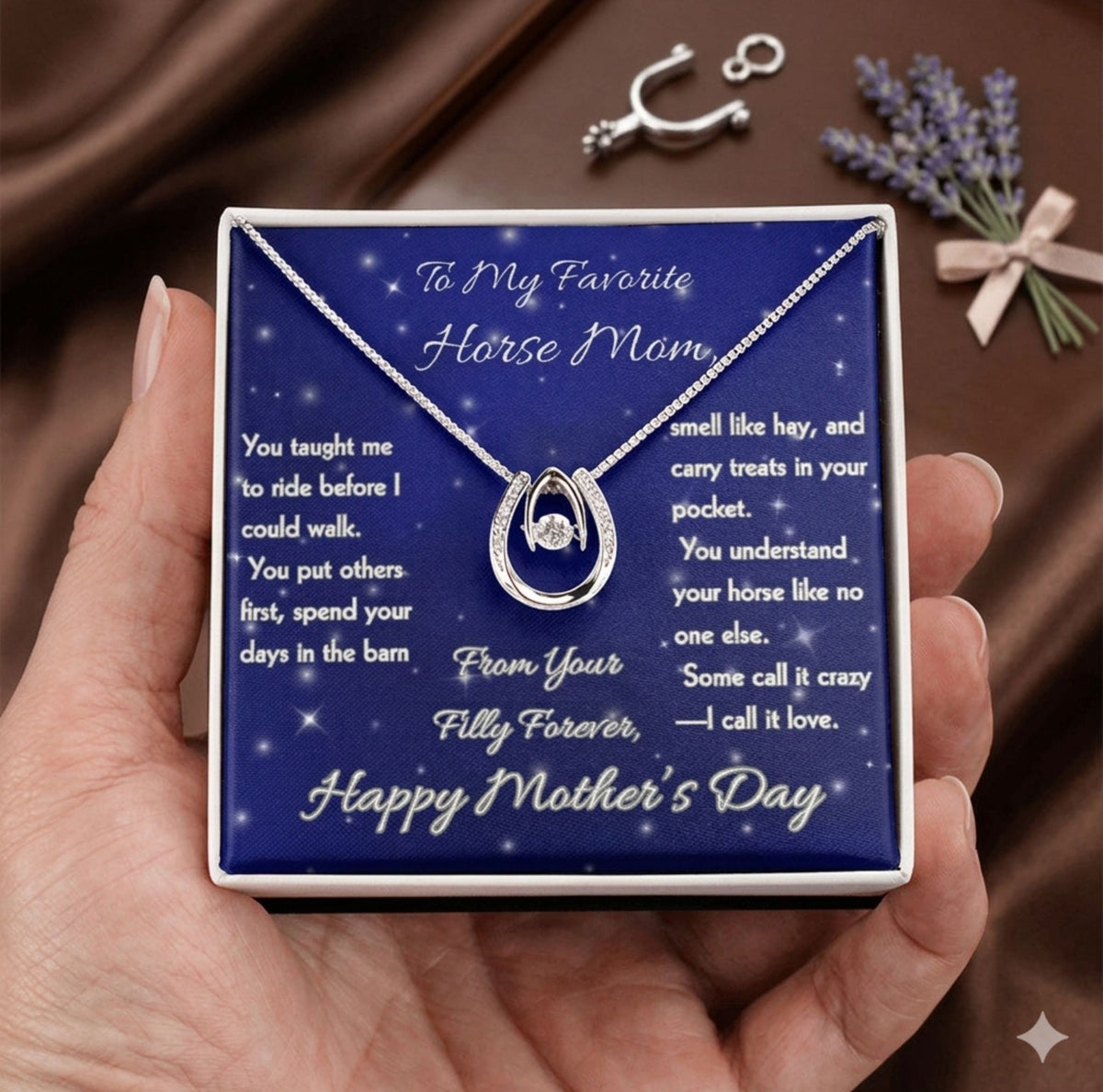 Beloved Horse Mom Horseshoe Necklace – view 3
