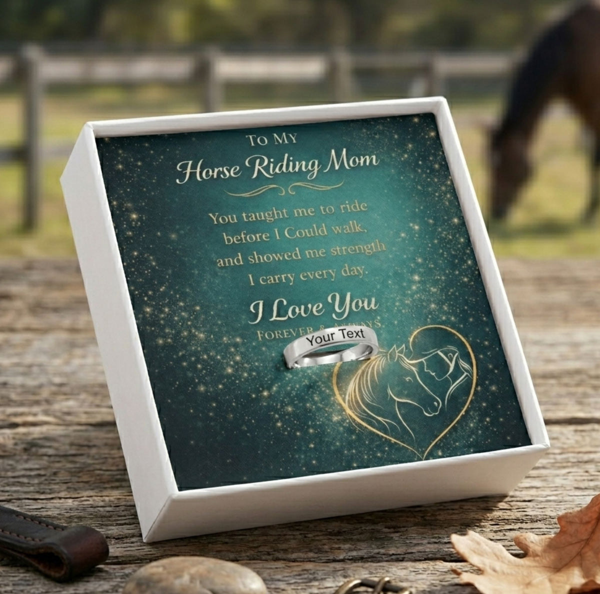 Horse Riding Mom Engraved Ring – view 2