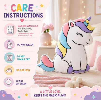 Rainbow Magical Unicorn Shaped Pillow