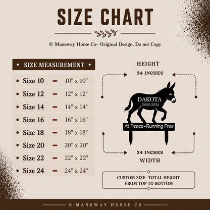 Walking Donkey Memorial Metal Garden Sign