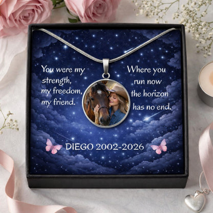 Personalized Horse Memorial Photo Circle Necklace – Remembrance Gift for Horse Lovers – view 7