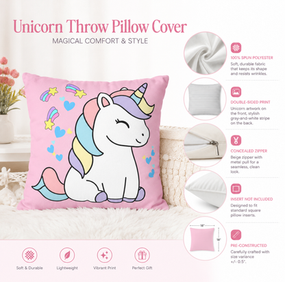 Sleepy Pastel Unicorn Throw Pillowcase