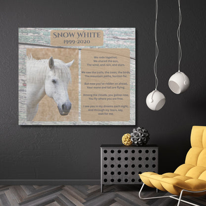 Snow White Horse Memorial Photo Canvas – view 2