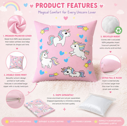 Pastel Cute Unicorn Pattern Throw Pillow