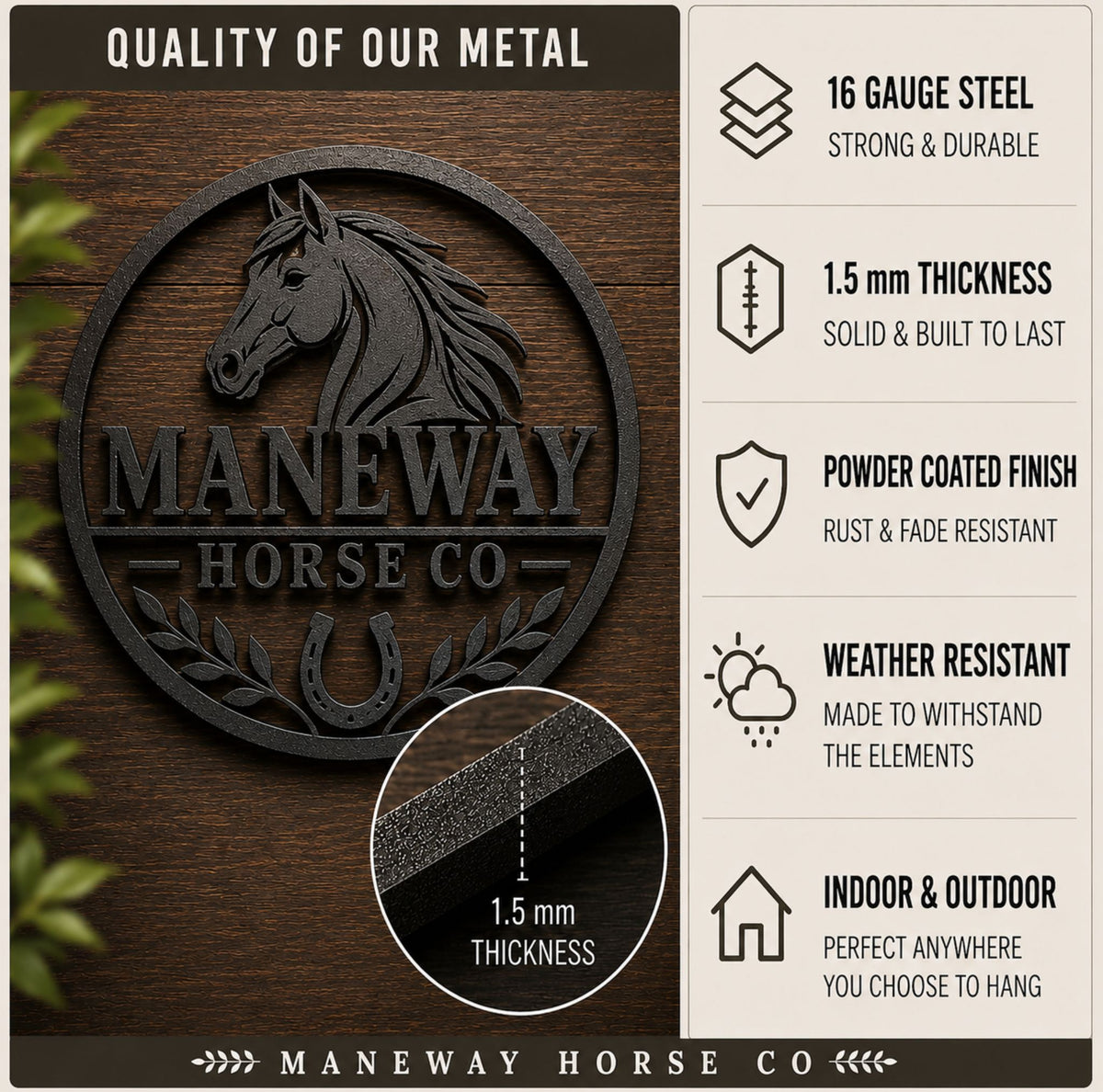 Galloping Horse Wind Farm Metal Sign – view 10
