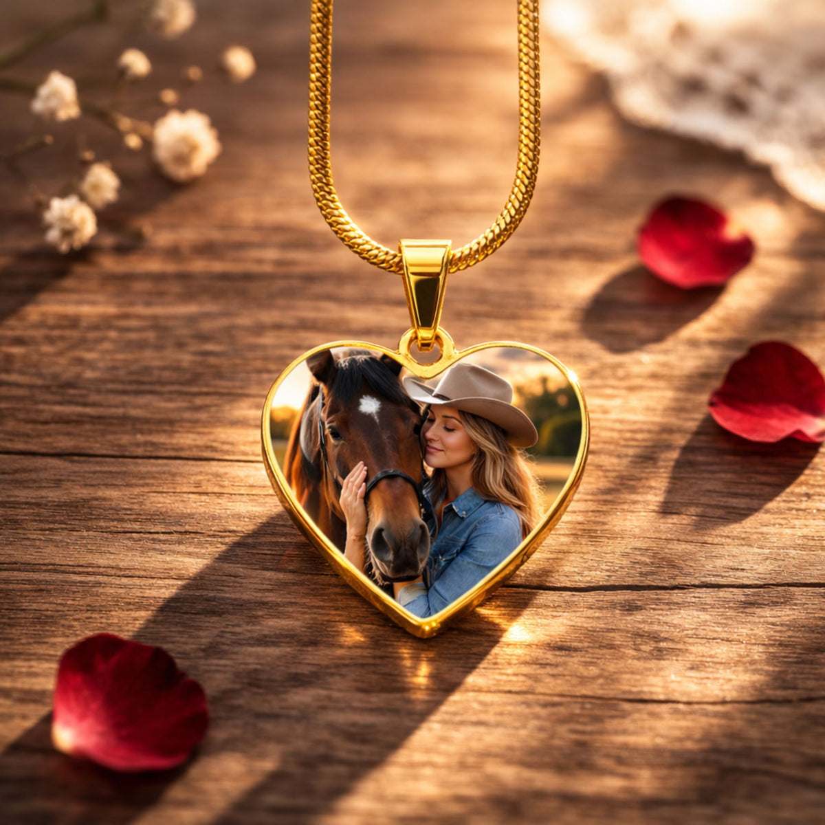 Fly Free Horse Photo Heart Necklace – view 7
