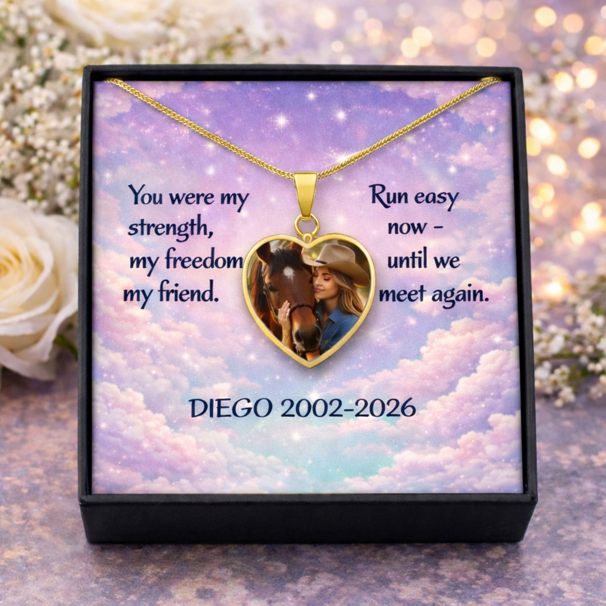 Run Easy Horse Photo Heart Necklace – view 7