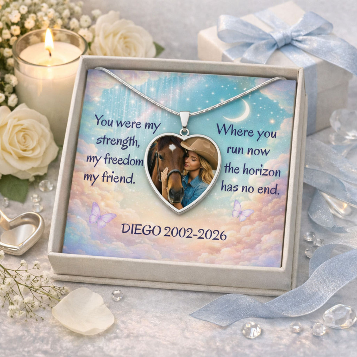 Endless Horizon Horse Photo Heart Necklace – view 7