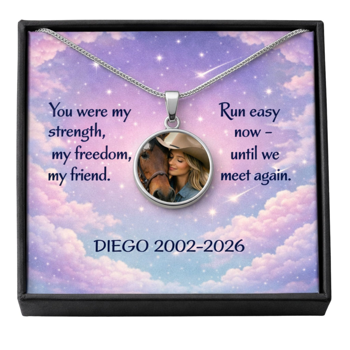 Run Easy Horse Photo Round Necklace – view 7