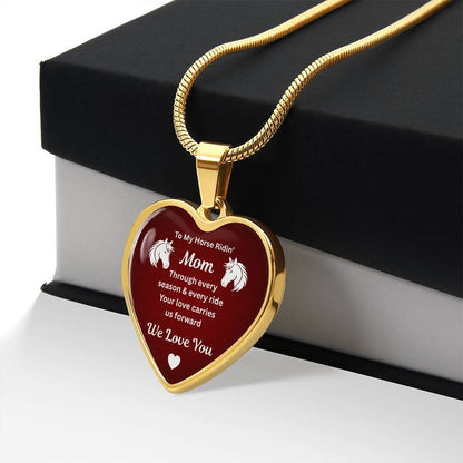 Horse Ridin Mom Heart Pendant Necklace – view 6
