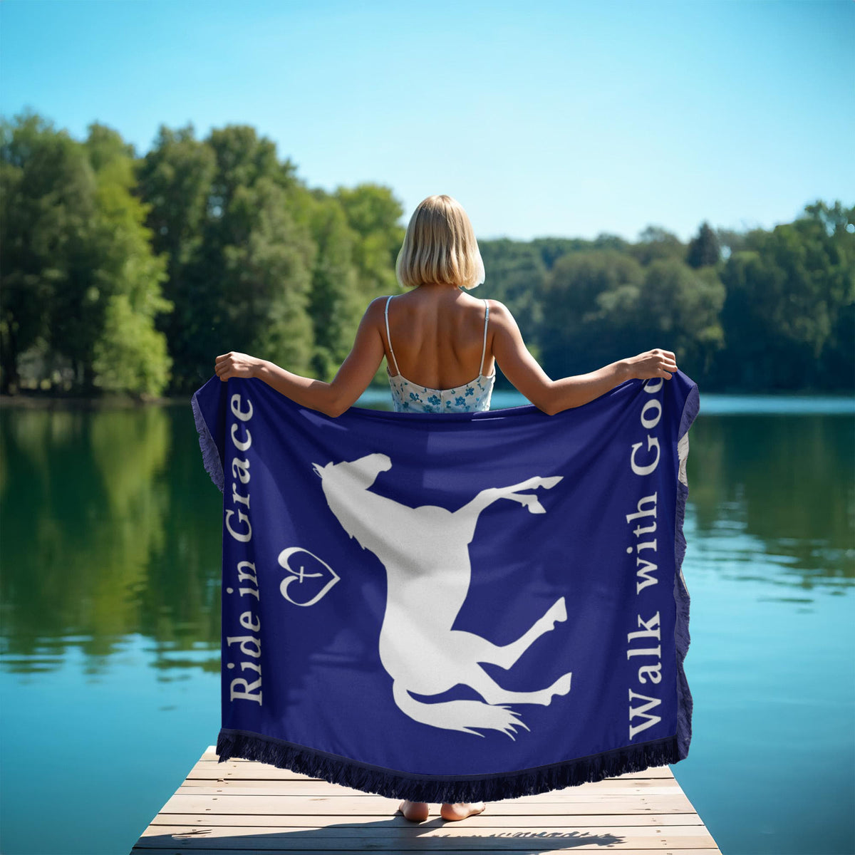 Ride in Grace, Walk with God Woven Blanket – Christian Horse Lover Faith Throw – view 9