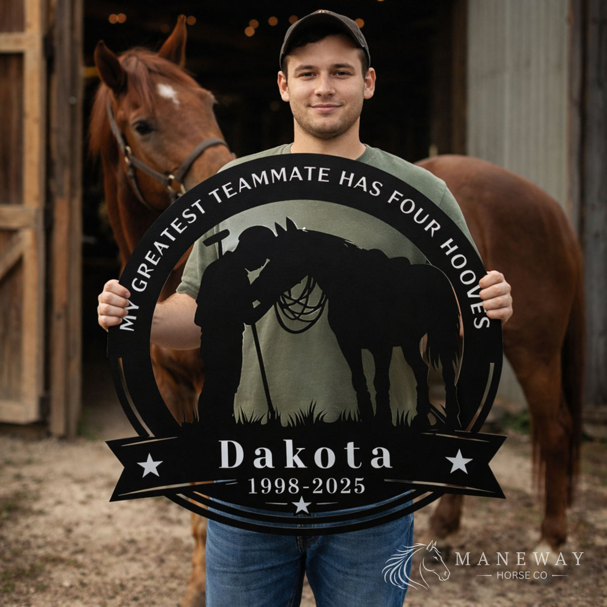 Personalized Polo Player Horse Memorial Metal Sign – view 2