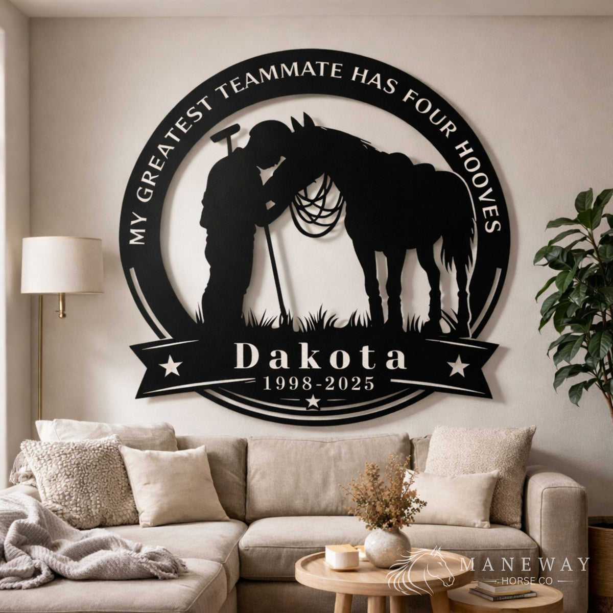 Personalized Polo Player Horse Memorial Metal Sign – view 3