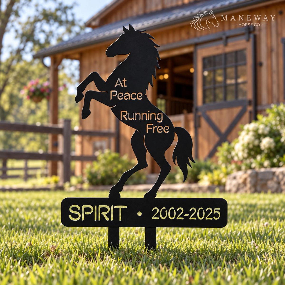At Peace Rearing Horse Garden Stake