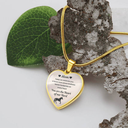 Horse Mom Necklace Gift for Mom – Custom Name Pendant You Are The Heart Of Our Herd – view 11