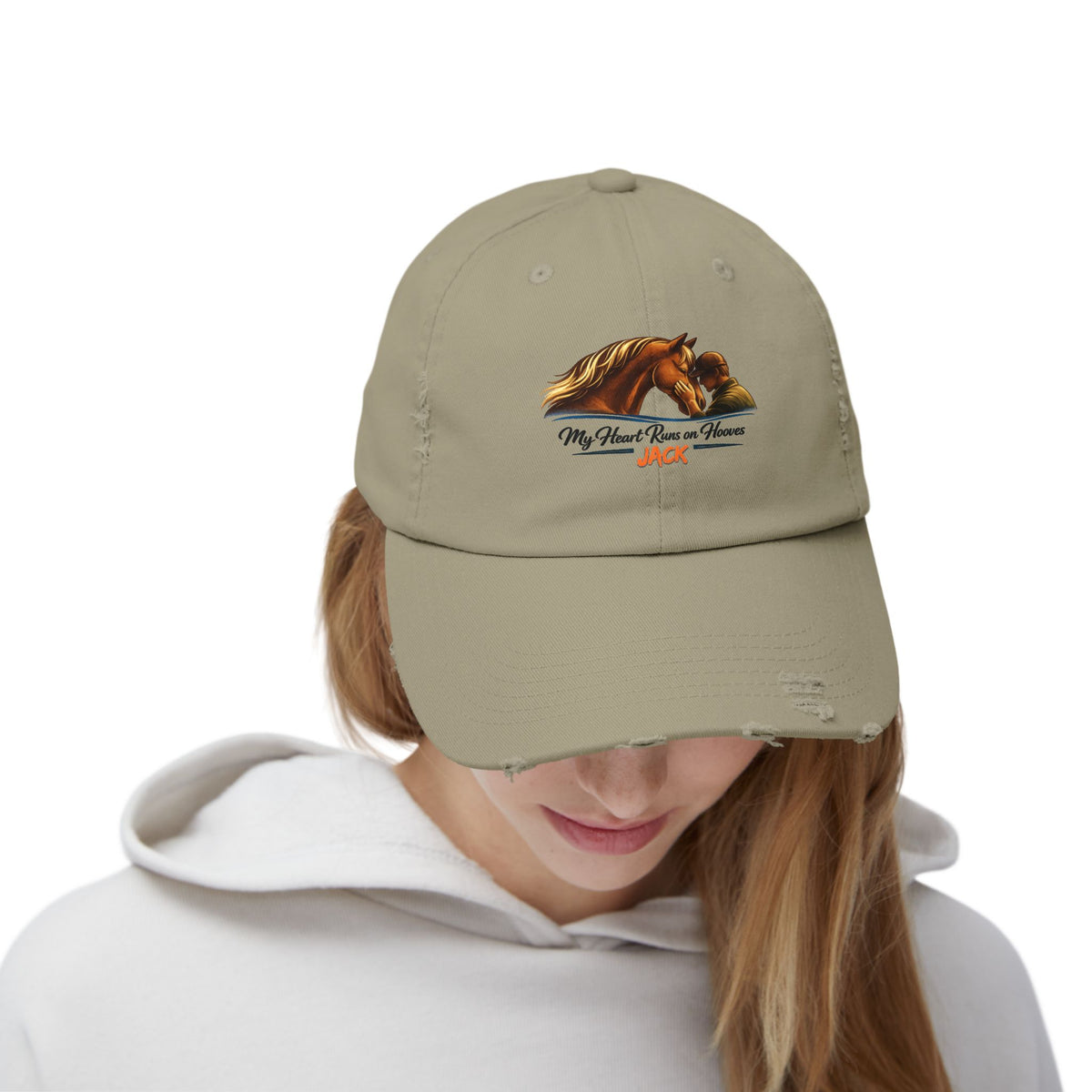 Heart Runs on Hooves Personalized Distressed Cap – view 12