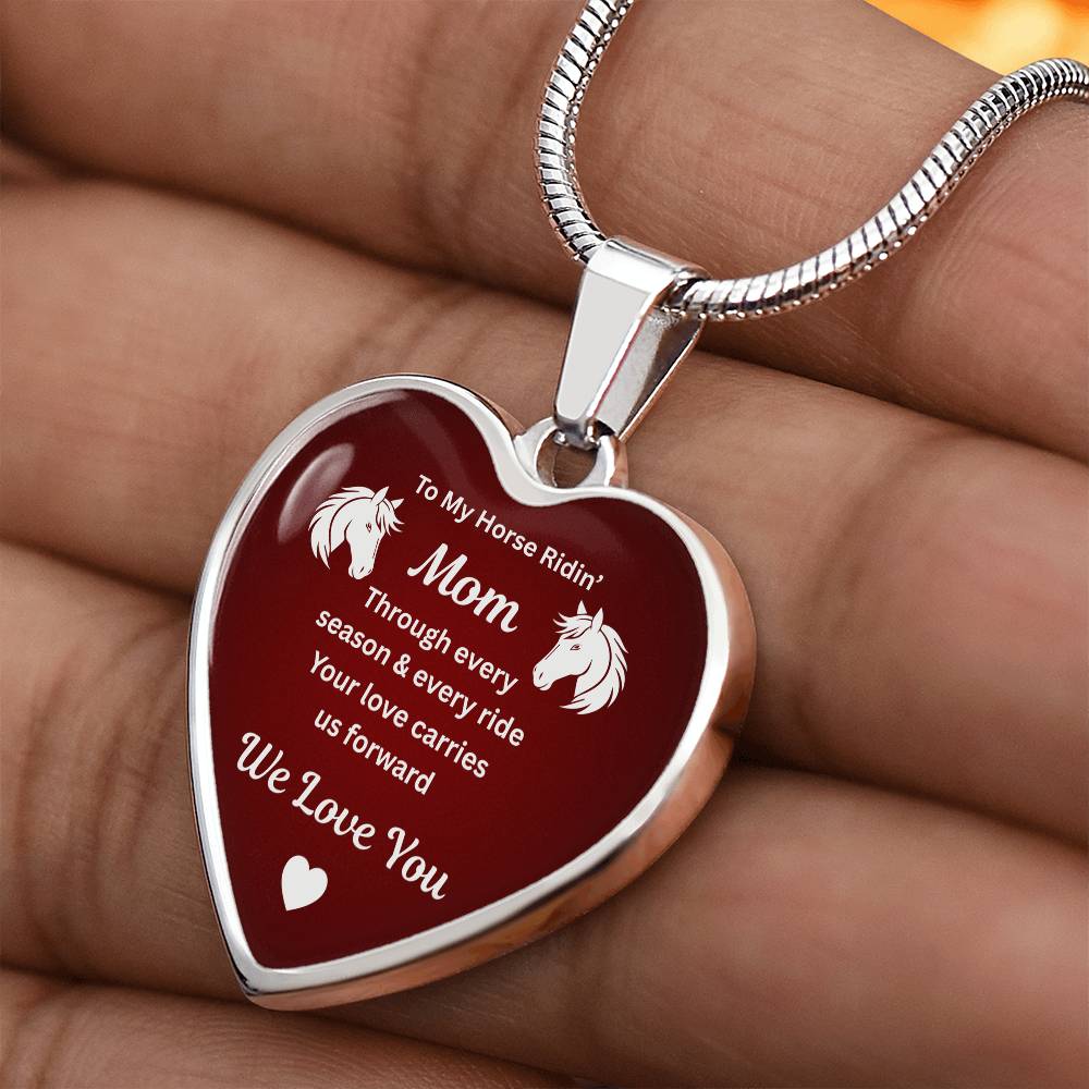 Horse Ridin Mom Heart Pendant Necklace – view 10