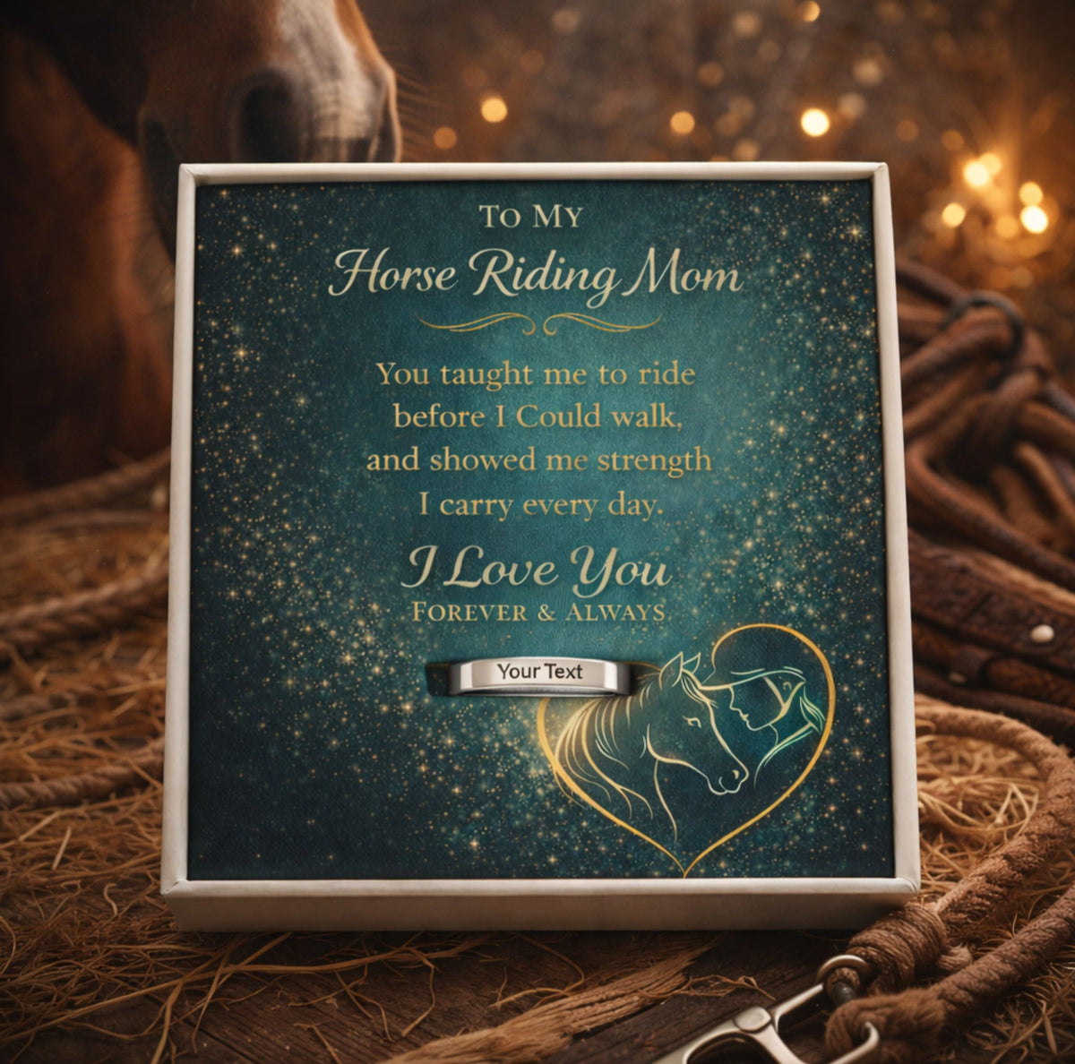 Horse Riding Mom Engraved Ring – view 3