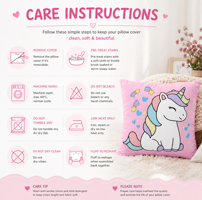 Sleepy Pastel Unicorn Throw Pillowcase