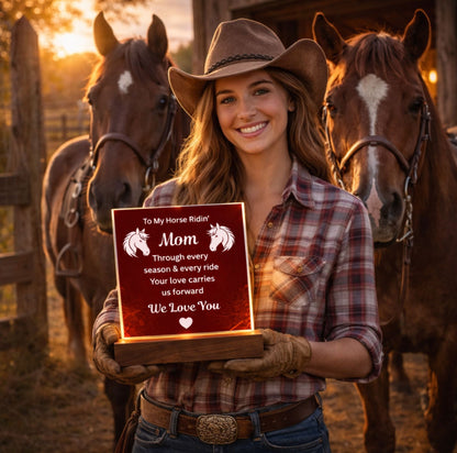 Horse Ridin’ Mom Red Acrylic Plaque – view 2
