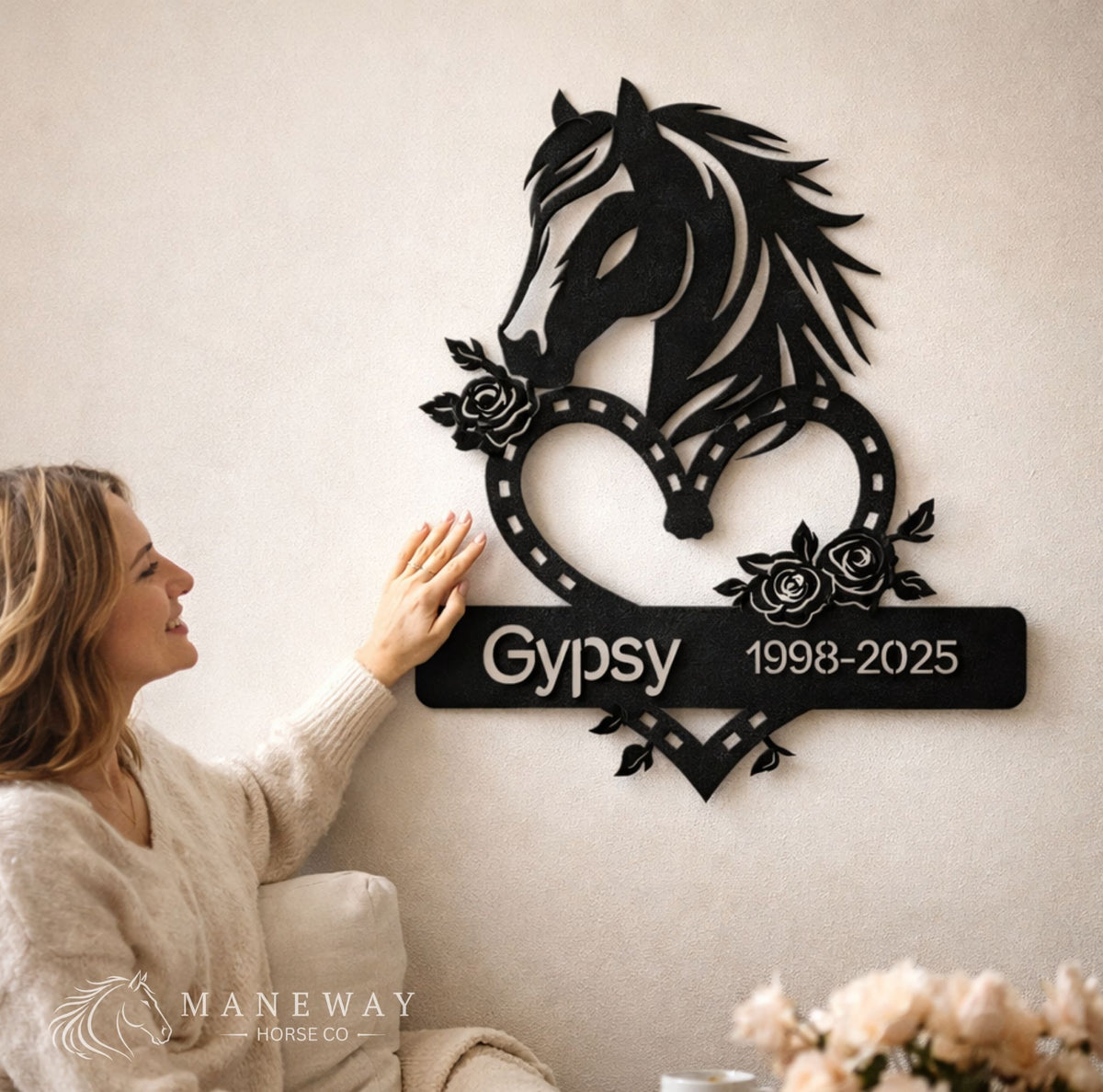 Floral Heart-Shaped Memorial Stall Sign – view 8