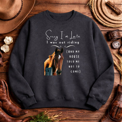 Sorry I'm Late Horse Riding Sweatshirt – view 7