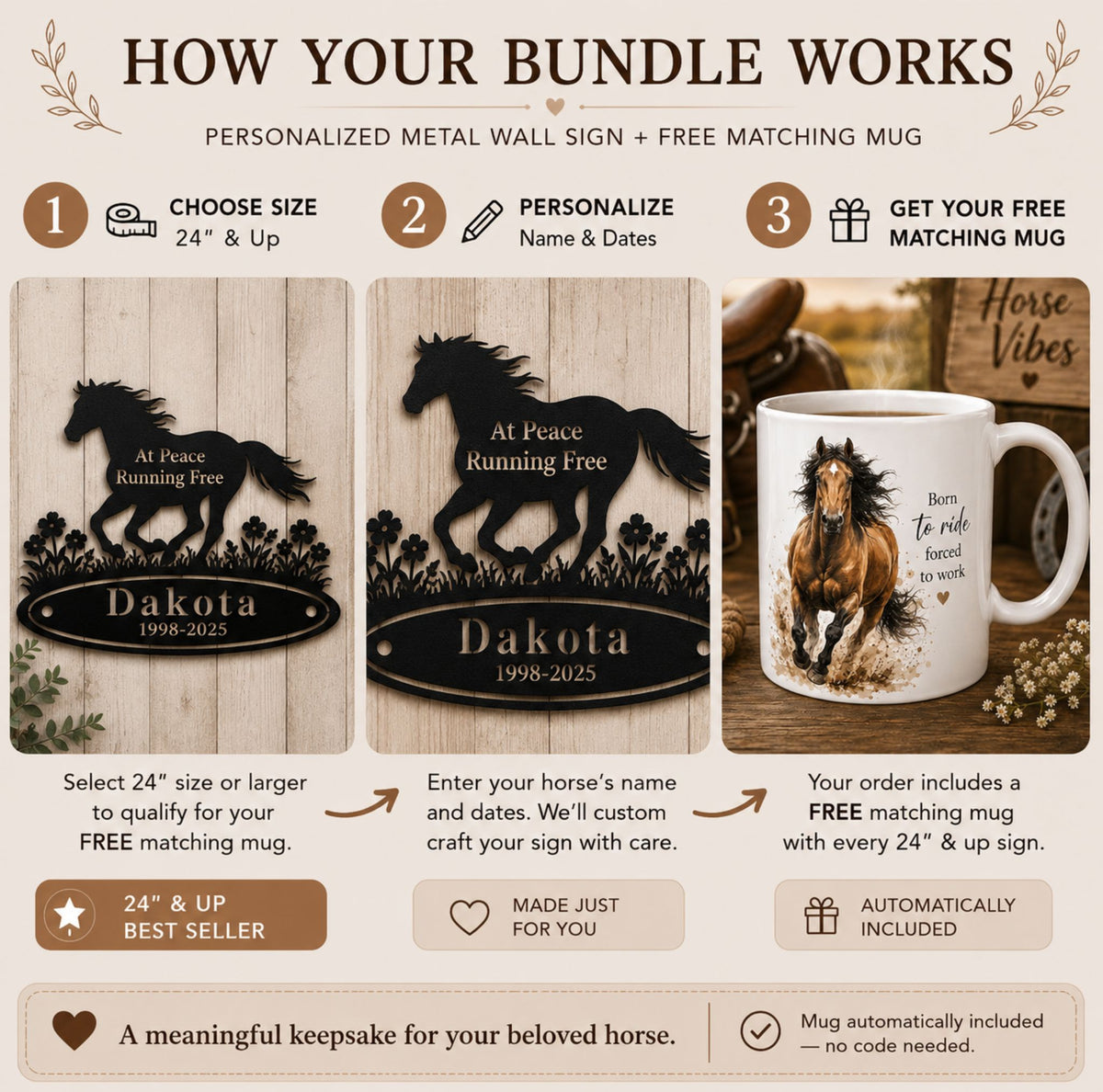 Running Free Horse Memorial Sign + FREE Mug – view 7