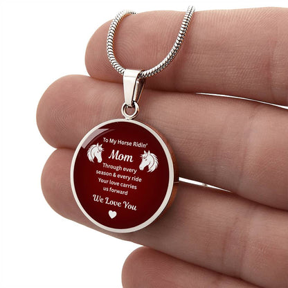 Horse Ridin Mom Round Pendant Necklace – view 11