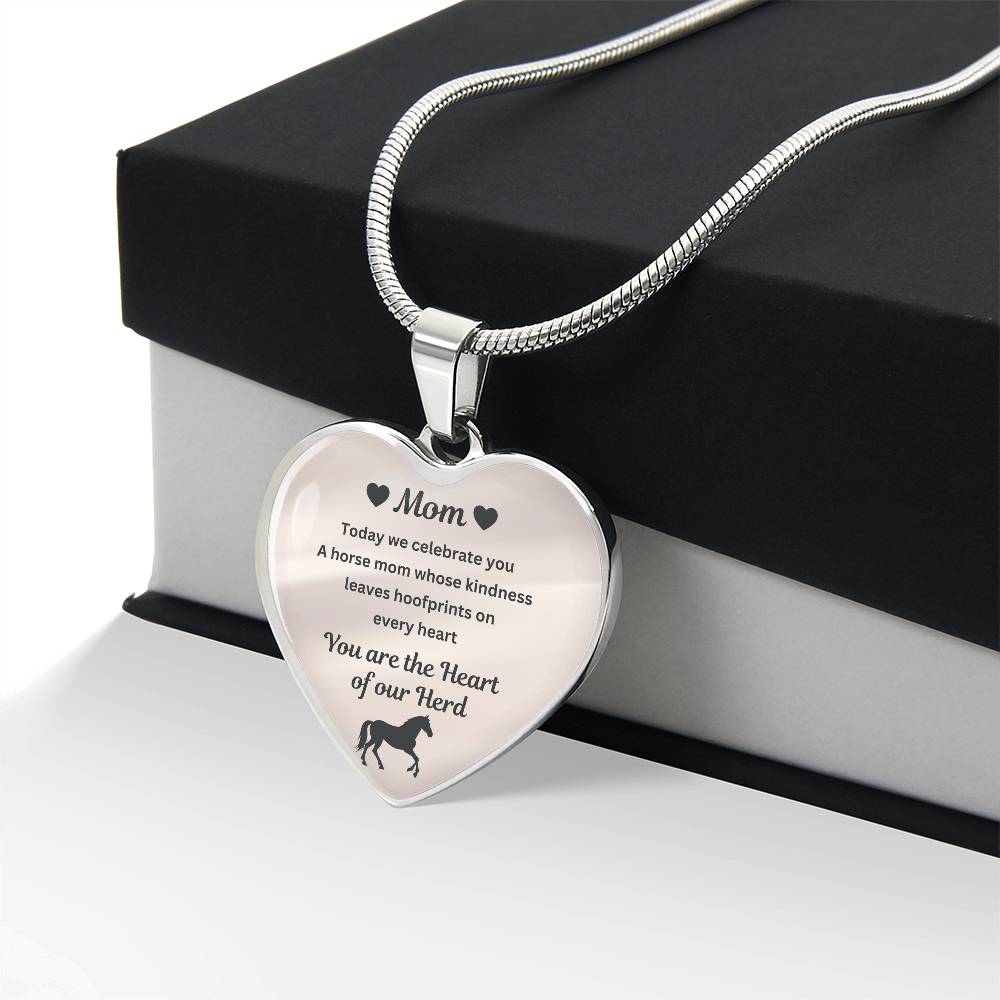 Horse Mom Necklace Gift for Mom – Custom Name Pendant You Are The Heart Of Our Herd – view 5