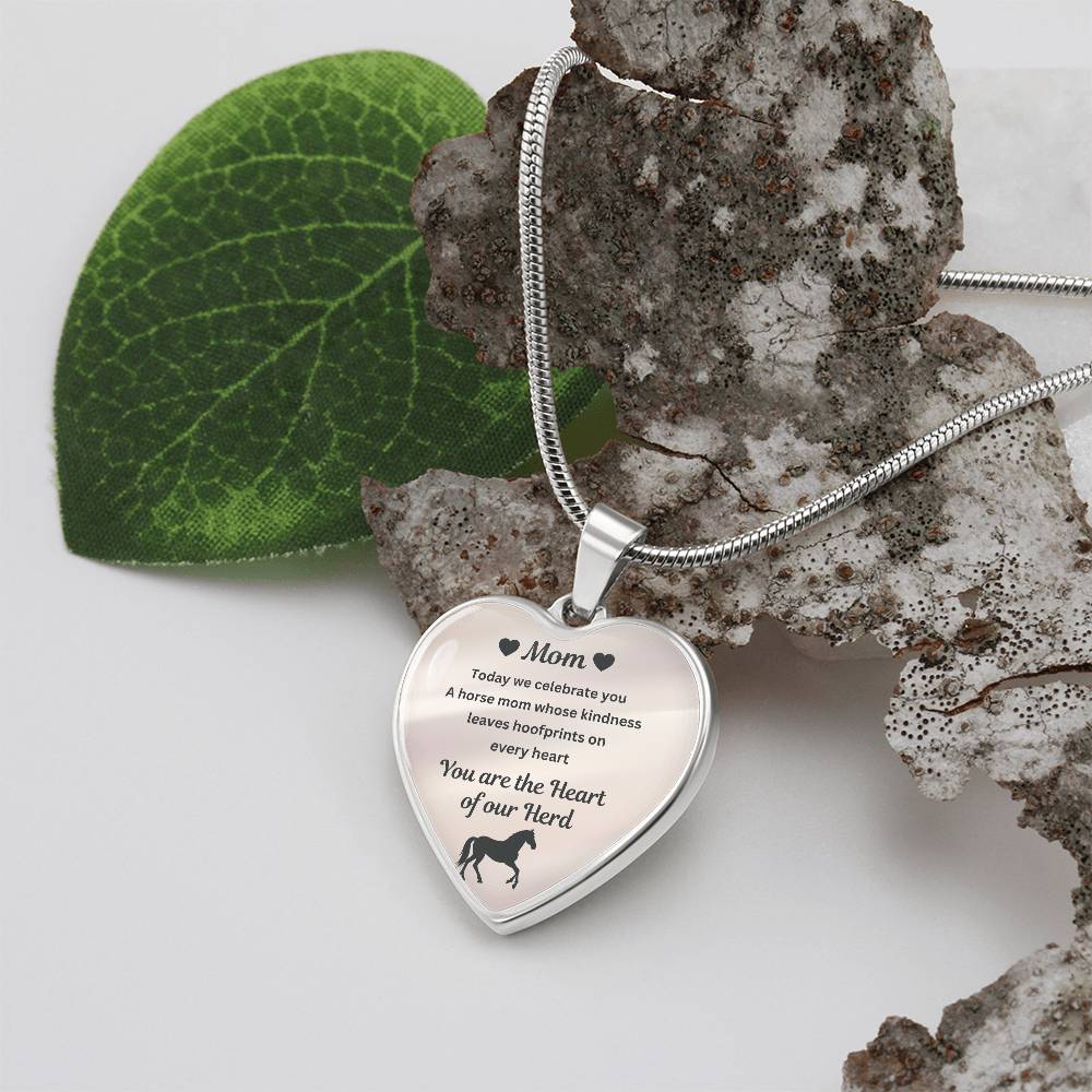 Horse Mom Necklace Gift for Mom – Custom Name Pendant You Are The Heart Of Our Herd – view 7