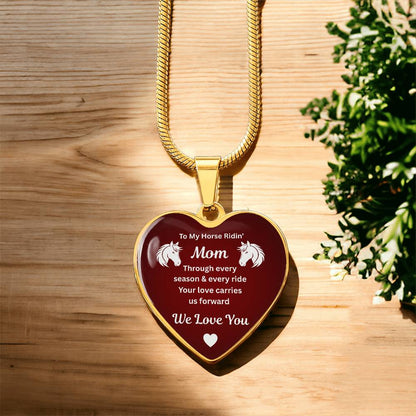Horse Ridin Mom Heart Pendant Necklace – view 4