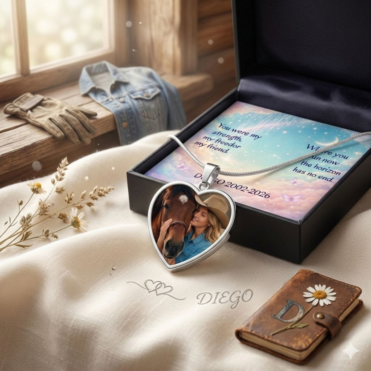 Endless Horizon Horse Photo Heart Necklace – view 9