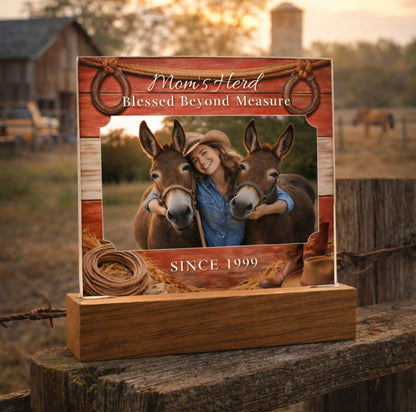 Mom's Herd Blessed Beyond Measure Photo Acrylic Plaque – Custom Gift For Mule Lovers – view 4