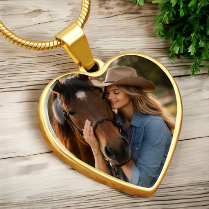 Run Easy Horse Photo Heart Necklace – view 9