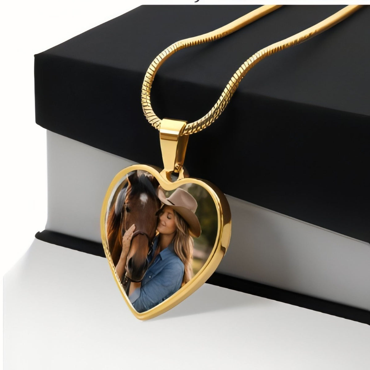 Fly Free Horse Photo Heart Necklace – view 9