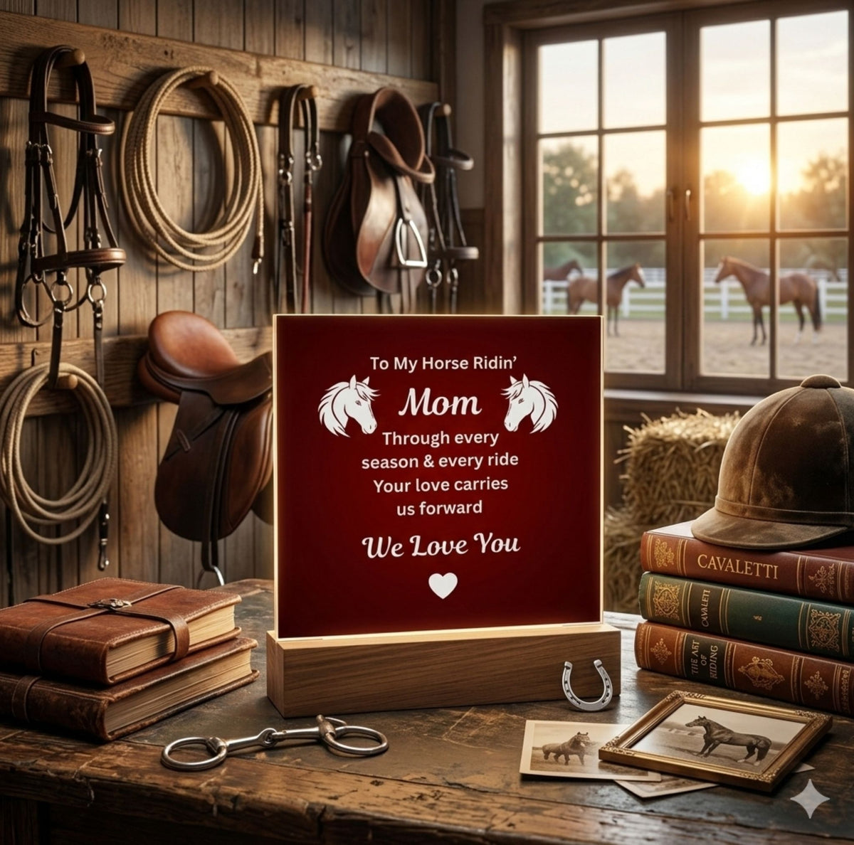 Horse Ridin’ Mom Red Acrylic Plaque – view 3