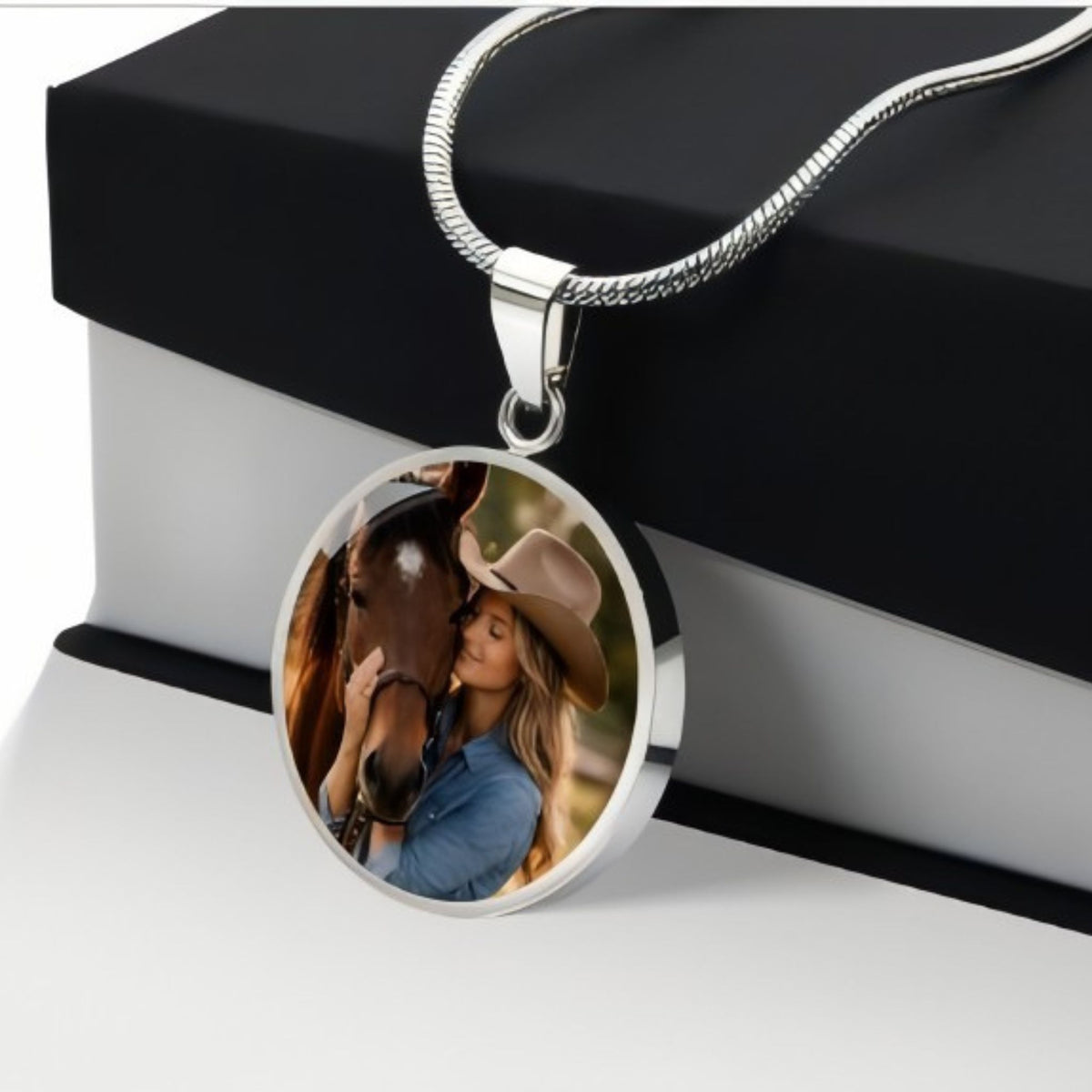 Personalized Horse Memorial Photo Circle Necklace – Remembrance Gift for Horse Lovers – view 9