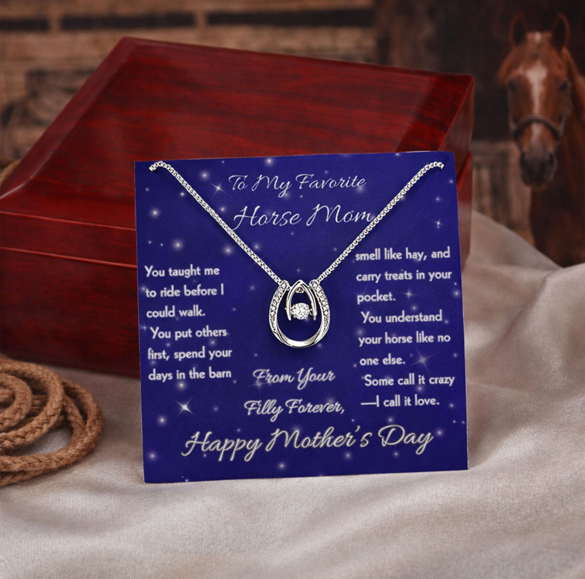 Beloved Horse Mom Horseshoe Necklace – view 4