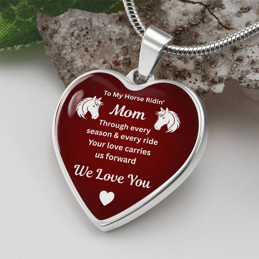 Horse Ridin Mom Heart Pendant Necklace – view 11