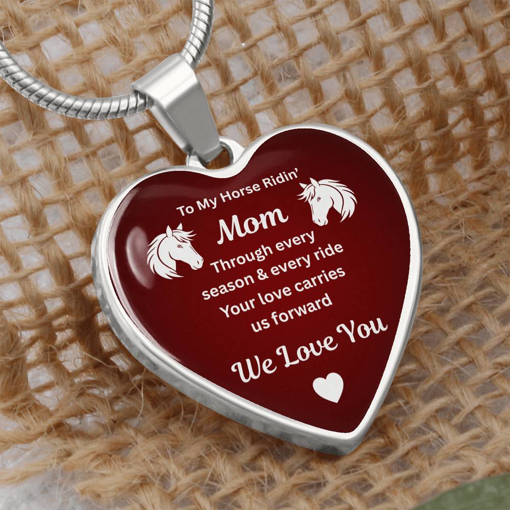 Horse Ridin Mom Heart Pendant Necklace – view 8