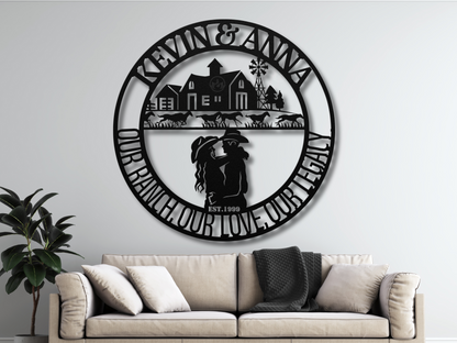 Personalized Ranch Farmhouse Metal Art - Custom Cowboy Couple Sign