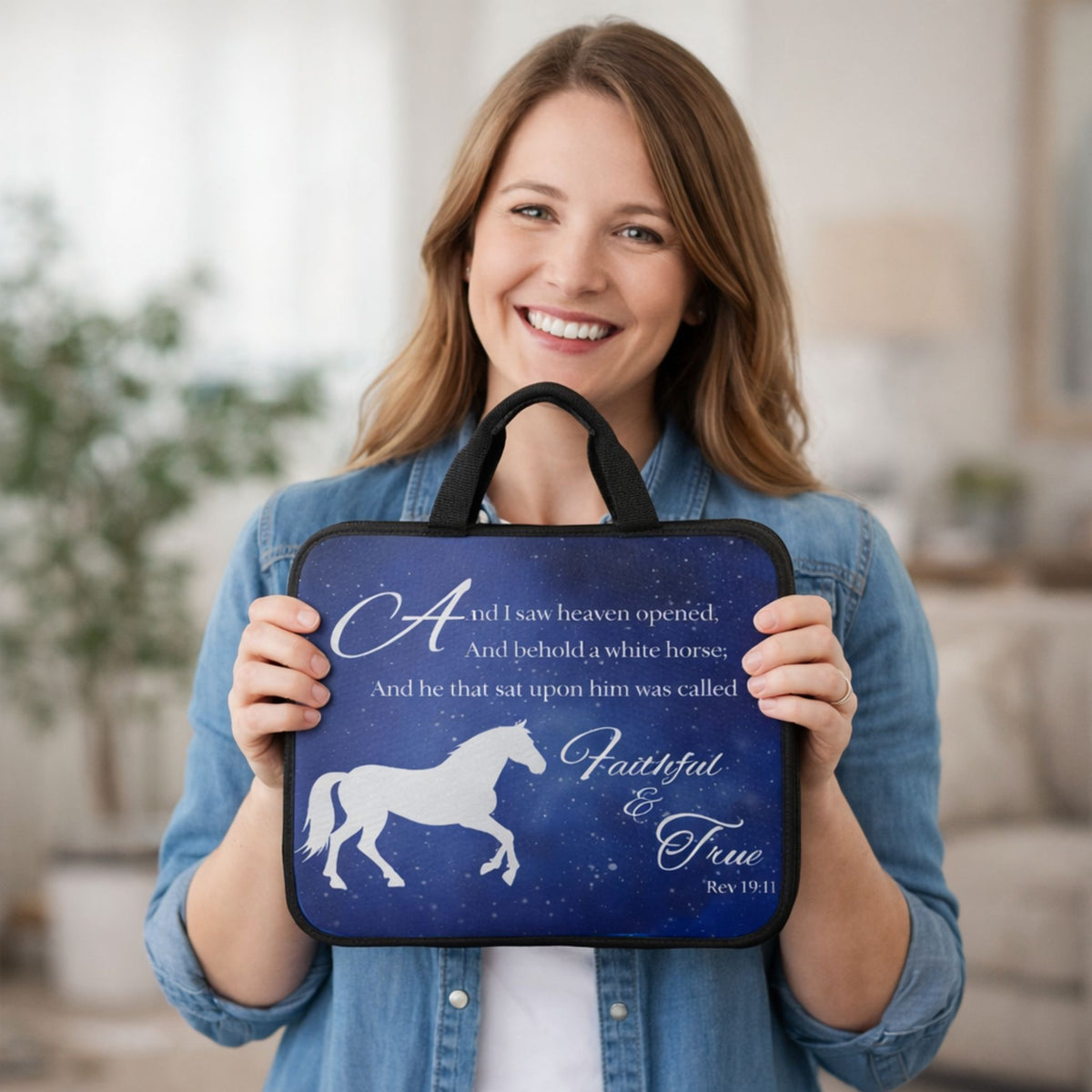 Faithful & True Revelation 19:11 Bible Cover – Christian Horse Bible Case – view 2