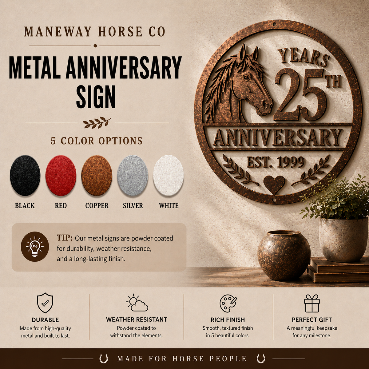 Couple Horse Ranch Metal Sign – view 7