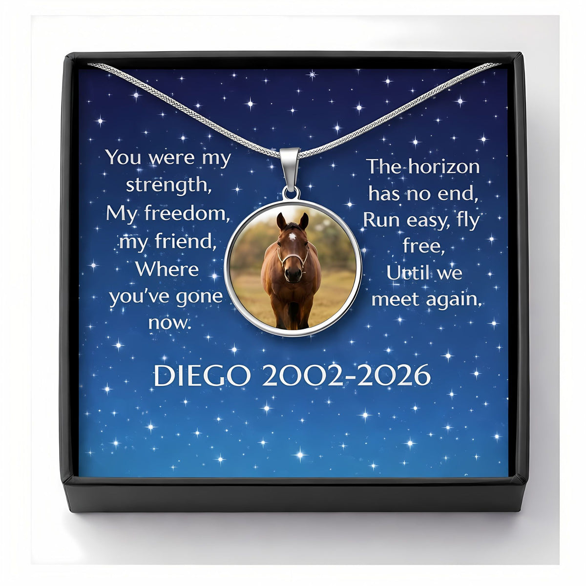 Fly Free Horse Photo Round Necklace – view 4