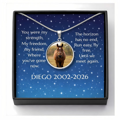 Fly Free Horse Photo Round Necklace – view 4
