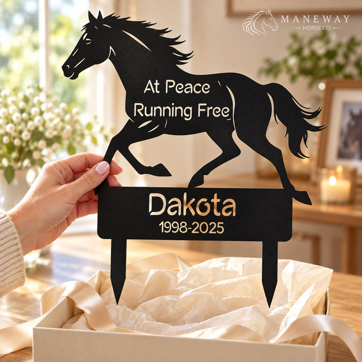 Galloping Horse Memorial Garden Stake – view 2