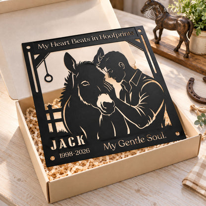 Heart Beats in Hoofprints Donkey Sign – view 3